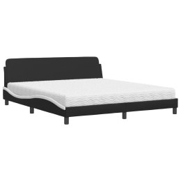 Łóżko z materacem, czarno-białe, 180x200 cm, sztuczna skóra Lumarko!