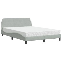 Łóżko z materacem, jasnoszare, 140x190 cm, aksamit Lumarko!