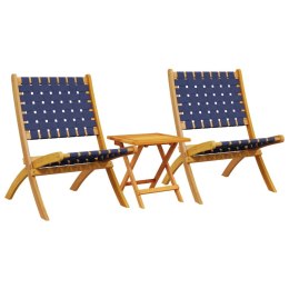VidaXL Składane krzesła ogrodowe ze stolikiem, 2 szt, ciemnoniebieskie