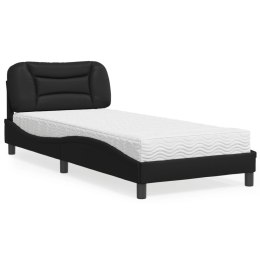 Łóżko z materacem, czarne, 90x190 cm, sztuczna skóra Lumarko!