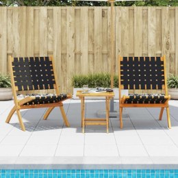 Składane krzesła ogrodowe, 2 szt., czarne, akacja i tkanina Lumarko!