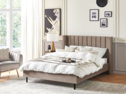 Łóżko welurowe 140 x 200 cm beżowoszare VILLETTE