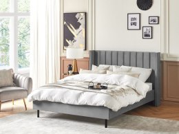 Łóżko welurowe 140 x 200 cm szare VILLETTE