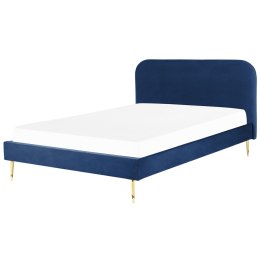 Łóżko welurowe 180 x 200 cm niebieskie FLAYAT