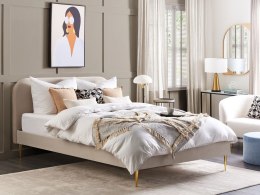 Łóżko welurowe 180 x 200 cm jasnobeżowe FLAYAT