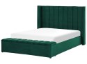 Łóżko welurowe z ławką 140 x 200 cm zielone NOYERS
