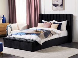 Łóżko welurowe z ławką 160 x 200 cm czarne NOYERS