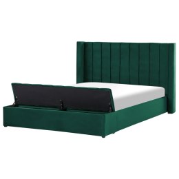 Łóżko welurowe z ławką 180 x 200 cm zielone NOYERS