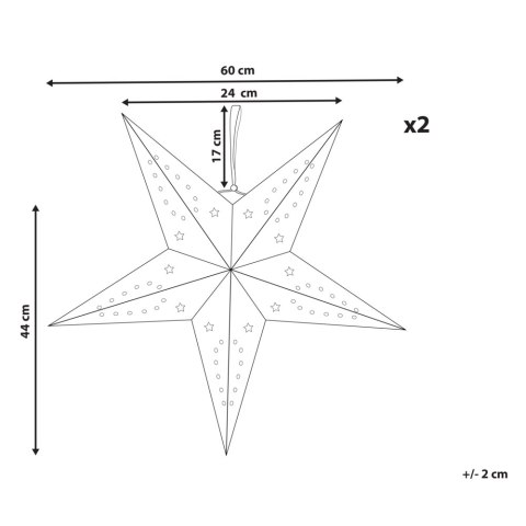 Zestaw 2 wiszących gwiazd brokatowych LED 60 cm zielony MOTTI