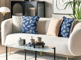 2 poduszki dekoracyjne w liście 45 x 45 cm niebiesko-białe DANDELION