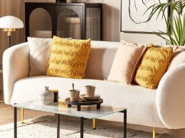 2 poduszki dekoracyjne z frędzlami 45 x 45 cm żółte AGASTACHE