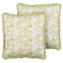 2 bawełniane poduszki dekoracyjne w kwiaty 45 x 45 cm zielone z białym FILIX