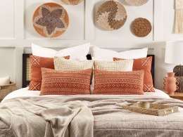 2 poduszki dekoracyjne wzór geometryczny 35 x 55 cm pomarańczowe ORLAYA