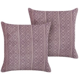 2 welurowe poduszki dekoracyjne geometryczny wzór 45 x 45 cm różowe SILYBUM