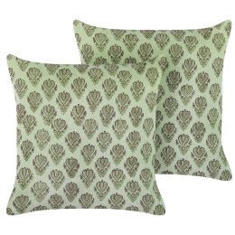 2 welurowe poduszki dekoracyjne roślinny motyw 45 x 45 cm zielone RUNGIA