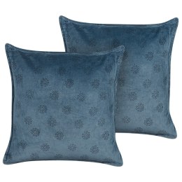 2 welurowe poduszki dekoracyjne wzór geometryczny 45 x 45 cm ciemnoniebieskie SESELI