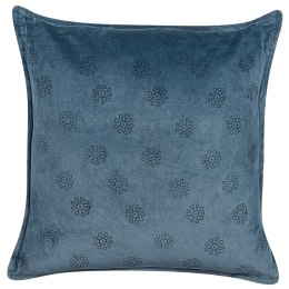 Welurowa poduszka dekoracyjna wzór geometryczny 45 x 45 cm ciemnoniebieska SESELI