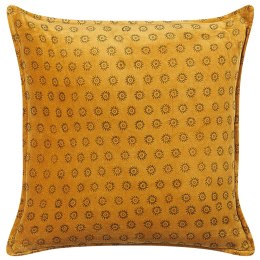 Welurowa poduszka dekoracyjna wzór w słońca 45 x 45 cm żółta RAPIS
