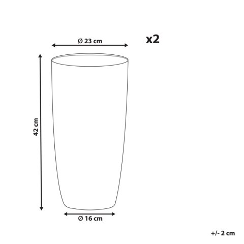 Zestaw 2 doniczek 23 x 23 x 42 cm szary ABDERA
