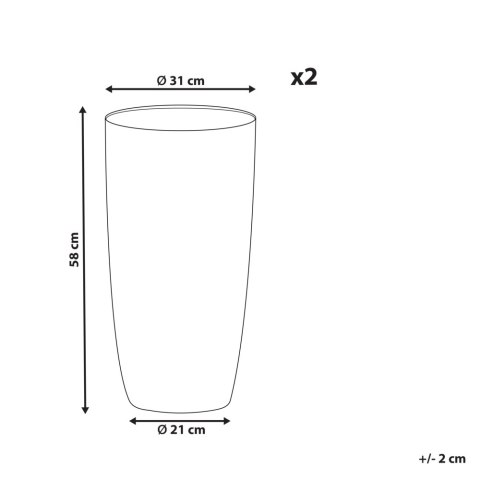 Zestaw 2 doniczek 31 x 31 x 58 cm szary ABDERA
