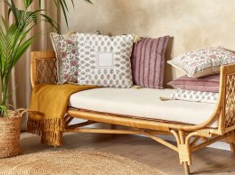 Bawełniana poduszka dekoracyjna geometryczny wzór z frędzlami 45 x 45 cm wielokolorowa SETOSA