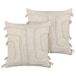 2 bawełniane poduszki w abstrakcyjny wzór 45 x 45 cm beżowe PLEIONE