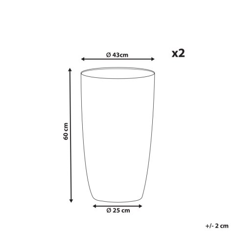 Zestaw 2 doniczek okrągła 43 x 43 x 60 cm szary CAMIA