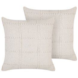 2 bawełniane poduszki geometryczny wzór 45 x 45 cm beżowe IXORA