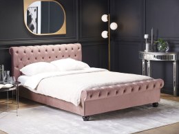 Łóżko wodne welurowe 160 x 200 cm różowe AVALLON
