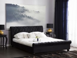 Łóżko wodne welurowe 180 x 200 cm czarne AVALLON
