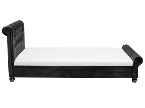 Łóżko wodne welurowe 180 x 200 cm czarne AVALLON