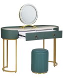 Toaletka 2 szuflady lustro LED z pufem zielono-złota VINAX Lumarko!