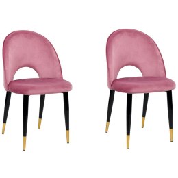 Zestaw 2 krzeseł do jadalni welurowy różowy MAGALIA