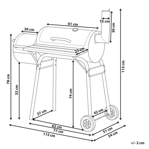 Grill węglowy z wędzarnią czarny KATLA