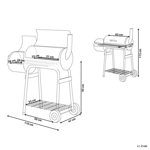 Grill węglowy z wędzarnią czarny SATAH