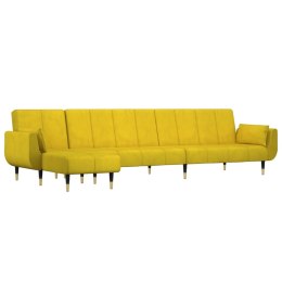 Sofa rozkładana w kształcie L, żółta, 275x140x70 cm, aksamit Lumarko!