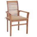 Krzesła stołowe, 2 szt., beżowe poduszki, drewno tekowe Lumarko!