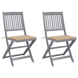 Składane krzesła ogrodowe, 2 szt., poduszki, drewno akacjowe Lumarko!