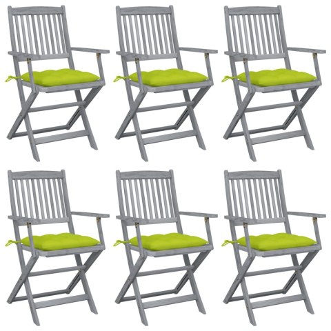 Składane krzesła ogrodowe, 6 szt., z poduszkami, akacjowe Lumarko!