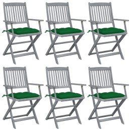 Składane krzesła ogrodowe, 6 szt., z poduszkami, akacjowe Lumarko!
