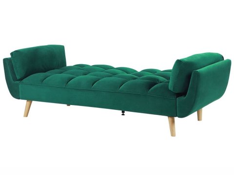 Sofa rozkładana welurowa zielona ASBY