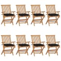 Krzesła ogrodowe z czarnymi poduszkami, 8 szt., drewno tekowe Lumarko!