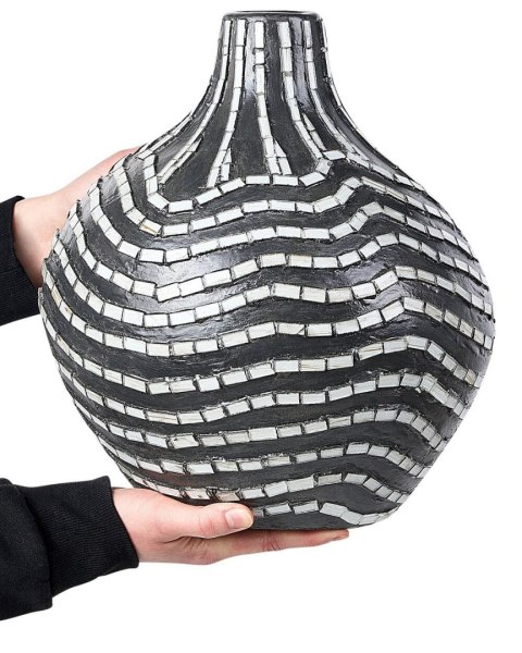 Terakota Wazon dekoracyjny 35 Czarny Biały KUALU