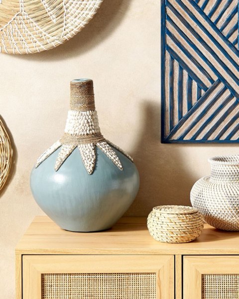 Terakota Wazon dekoracyjny 43 Niebieski Beżowy SILAU