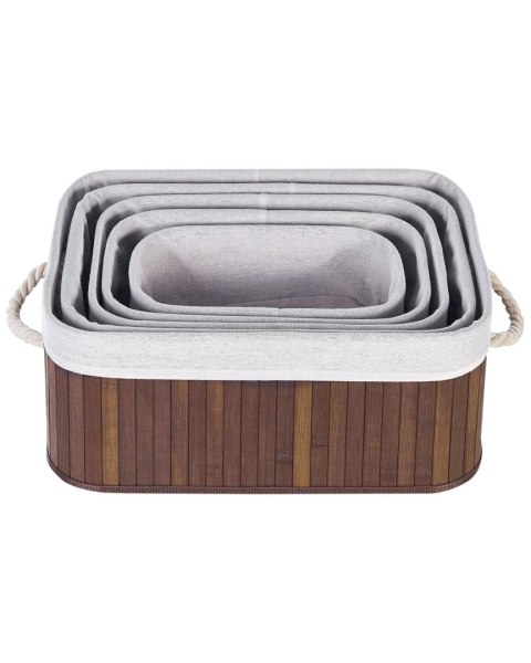 Zestaw 5 koszy bambusowych ciemne drewno TALPE