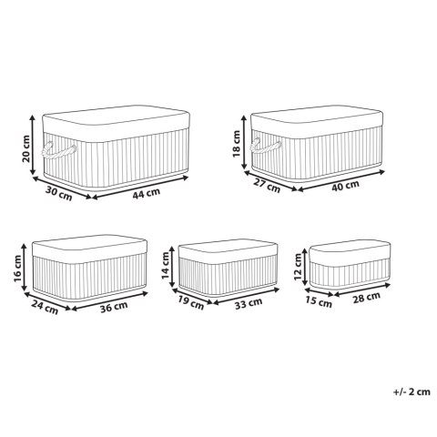 Zestaw 5 koszy bambusowych ciemne drewno TALPE