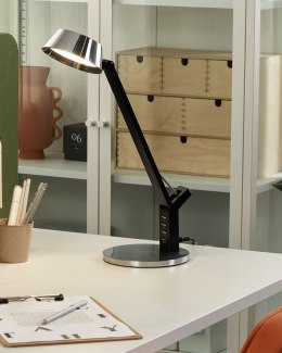 Lampa biurkowa LED z portem USB metalowa srebrna CHAMAELEON Lumarko!