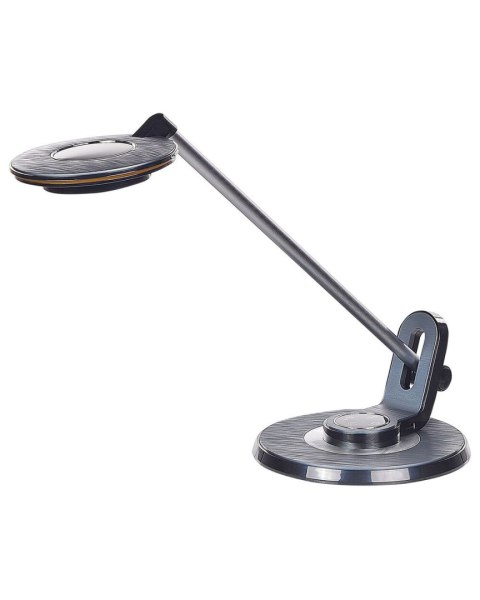 Lampa biurkowa LED metalowa z portem USB srebrno-czarna CORVUS