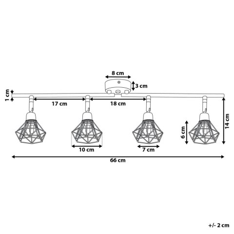 Lampa spot 4-punktowa metalowa czarna ERMA