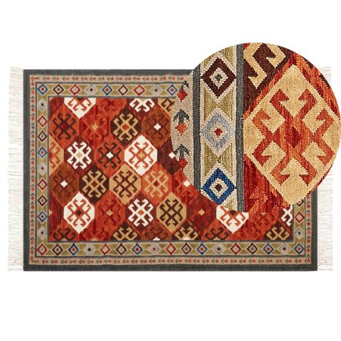 Dywan wełniany kilim140 x 200 cm wielokolorowy URTSADZOR Lumarko!